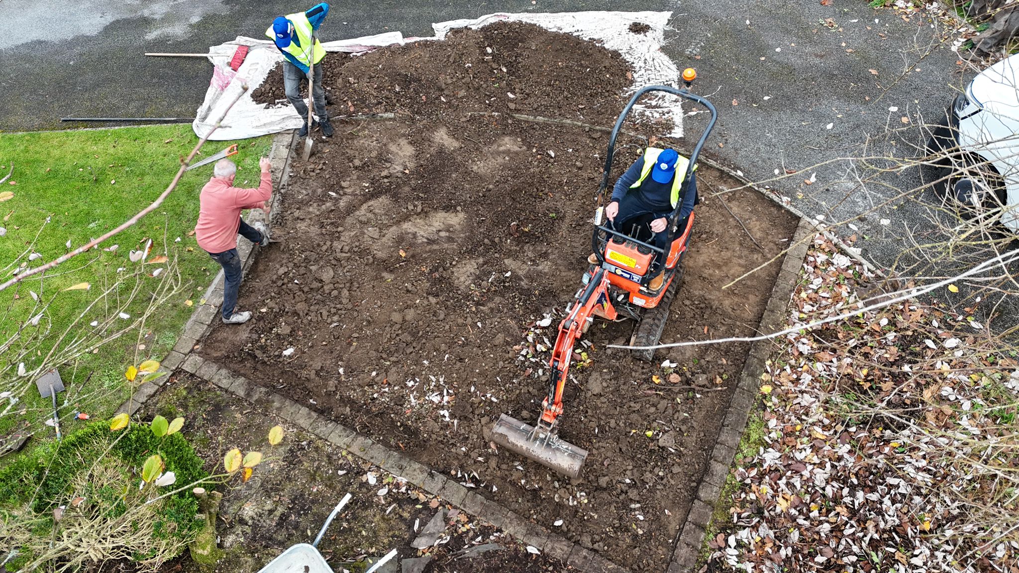 Professional excavation and landscaping work