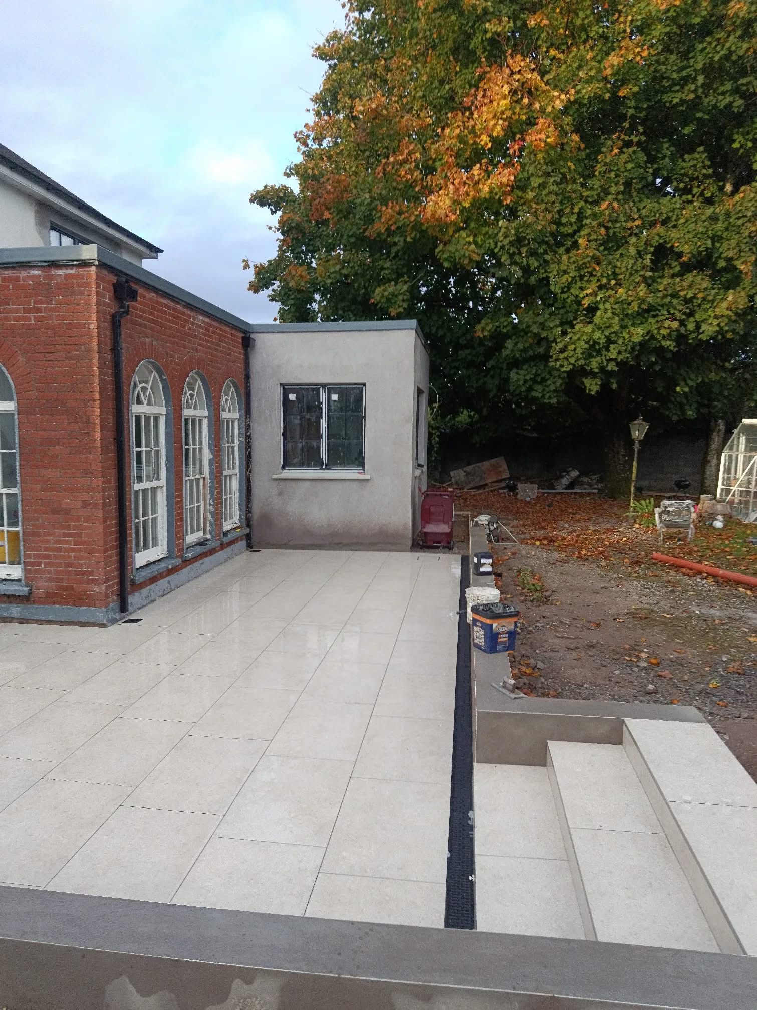 Building extension with patio work